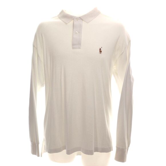 Ralph Lauren Men's L Classic PONY Polo Shirt White Large Free Shipping L/S Soft - Picture 2 of 7